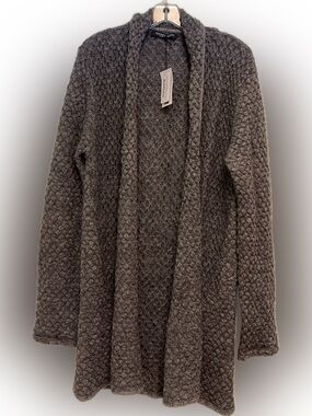 Gionfriddo Men's Open-Front Charcoal Knit Cardigan Made in Italy